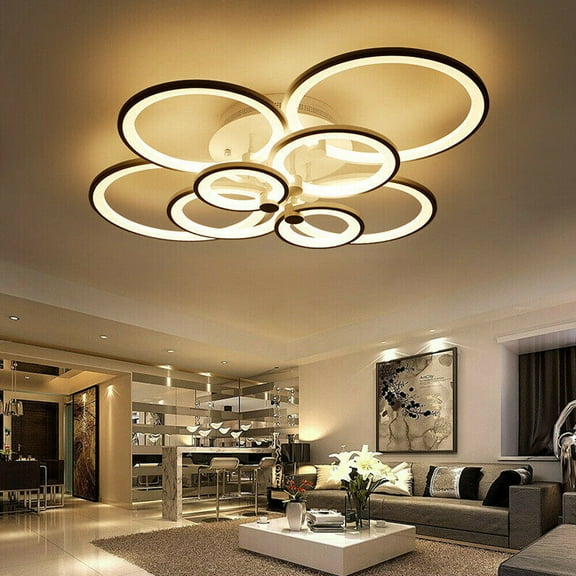 Ceiling Light Modern Chandelier LED Acrylic Ceiling Light w/Remote Control Flush Mount Lamp (8 Heads 150W Black)