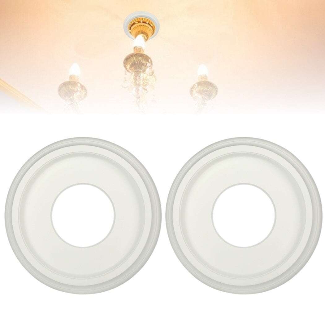 Ceiling Medallion, 2 Pcs Round Ceiling Light Medallions, 10inch OD x 4inch ID Ceiling Trim Ring