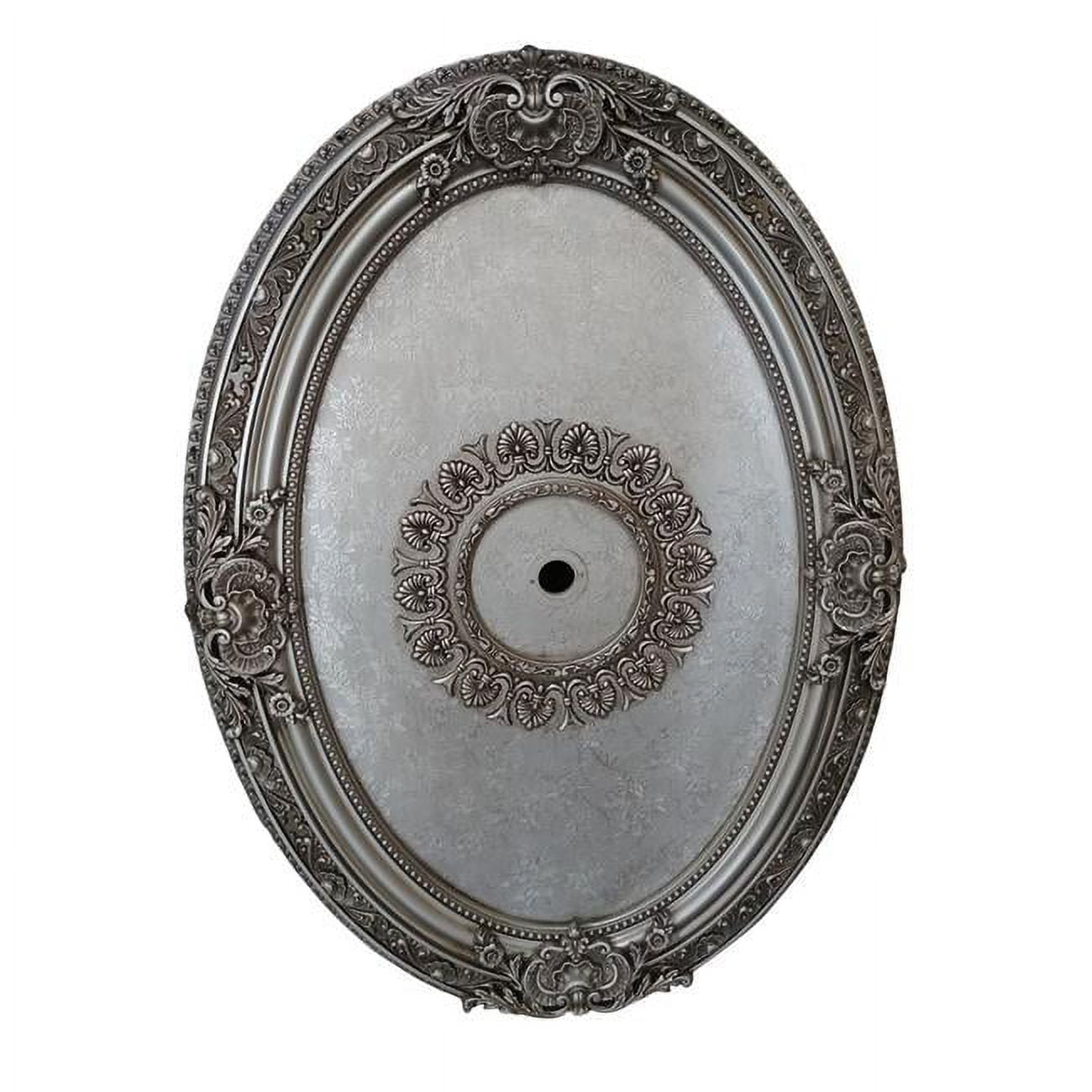 Antique Silver Ornate Oval Ceiling Medallion
