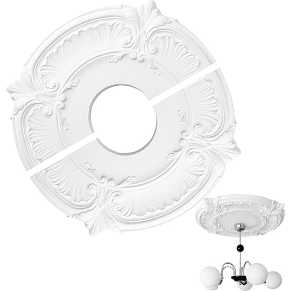 Ceiling Medallion Decorative Light Cover Plate 2 Pack For Chandelier Pendant Lamp 12 Inch (White)