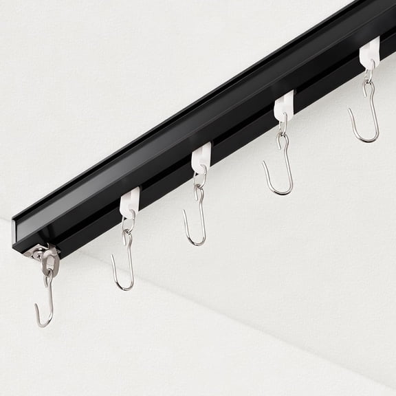 Ceiling Mount Curtain Track Rail Set with Roller Hooks for Room Divider, Adjustable 6ft to 9ft, White