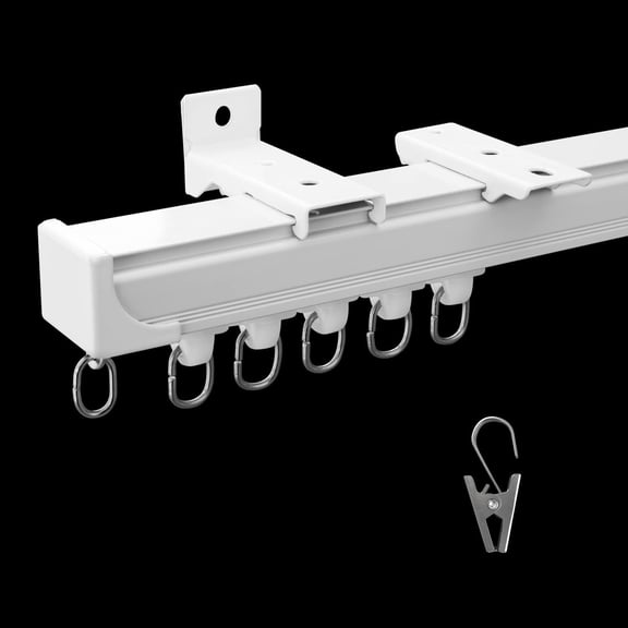 Ceiling Mount Curtain Track Rail for Room Divider Sliding Doors with Clips White 15 Ft