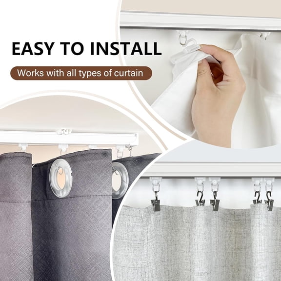 Ceiling Mount Curtains Track Room Divider Privacy Partition Separator Curtain Tracks Rods Heavy Duty RV Shower Outdoor Rail Clip Hook Set, Black 3-12ft