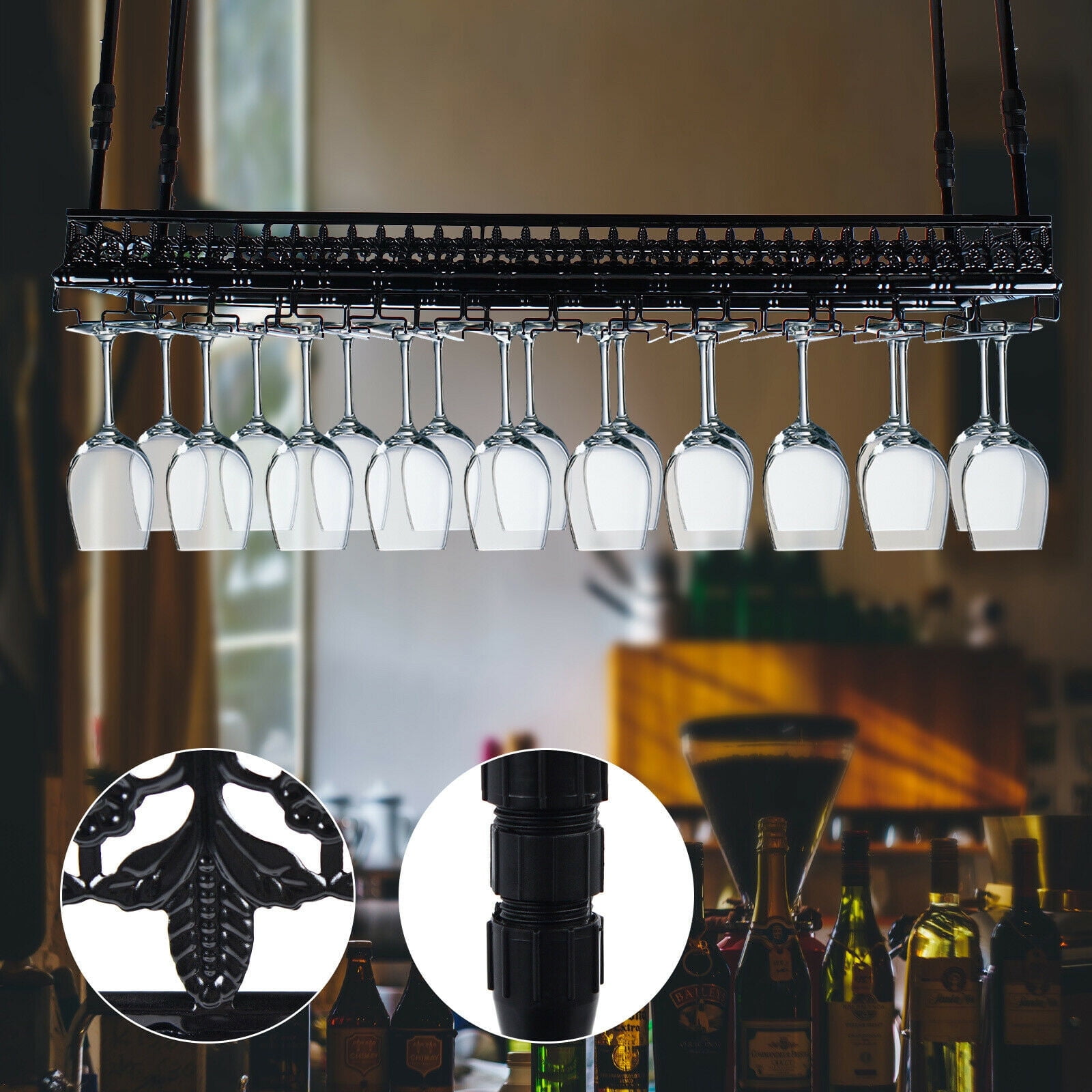 Wine glass metal rack sale