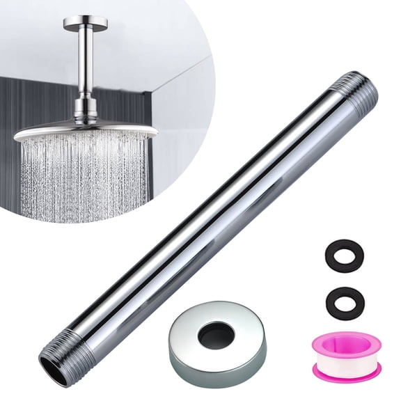 Ceiling Mount Shower Arm with Flange for Rain Shower Head,Stainless steel Straight Arm for Fixed Shower Head,3 Inch Chrome