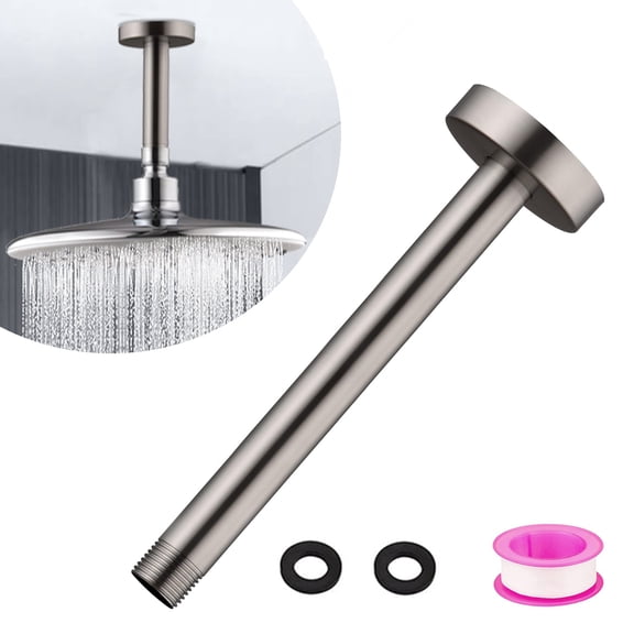 Ceiling Mount Shower Arm with Flange for Rain Shower Head,Stainless steel Straight Arm for Fixed Shower Head,6 Inch Brushed Nickel