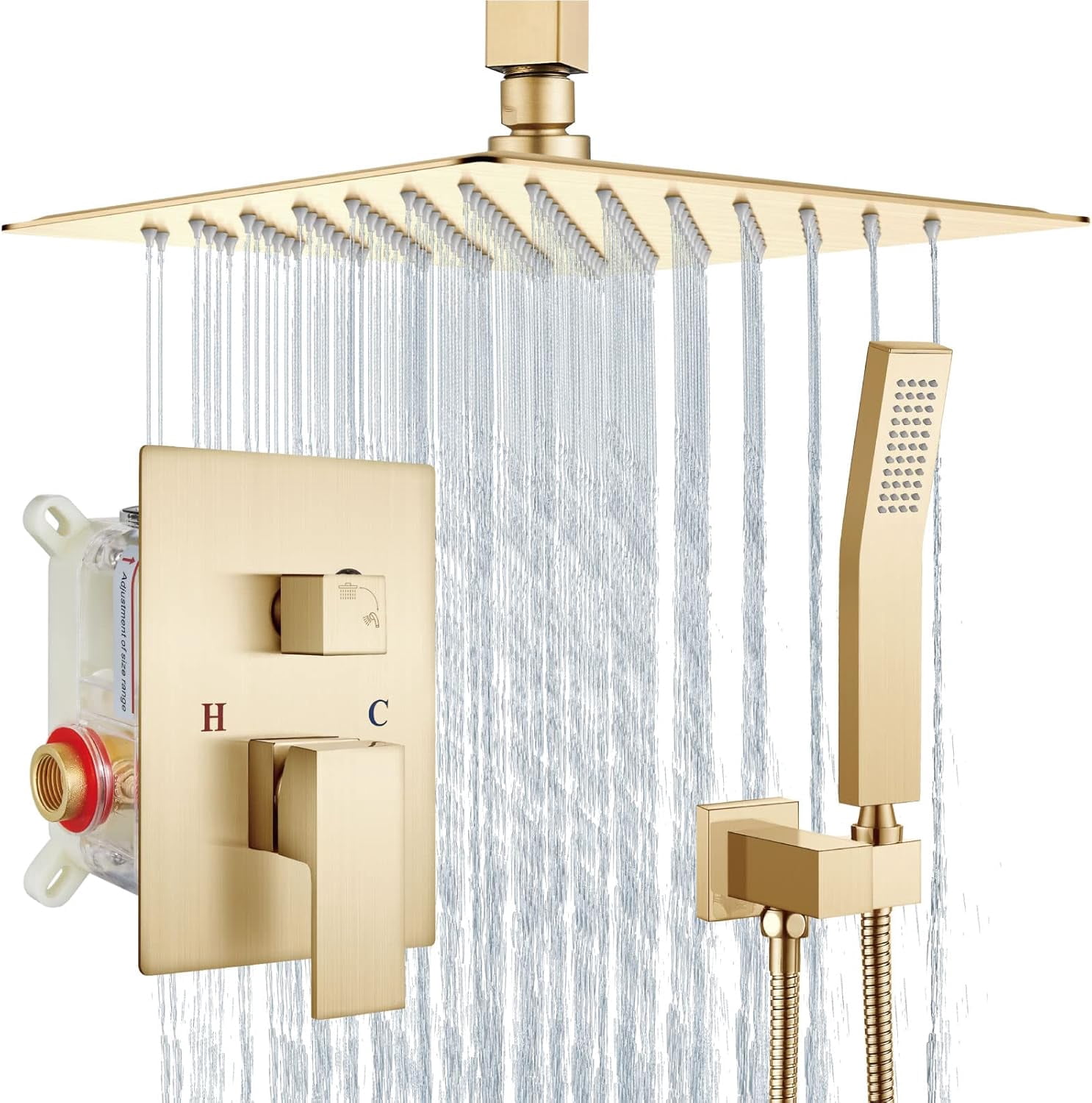 Ceiling Mount Shower System Rain Shower Head with Handheld Spray High ...