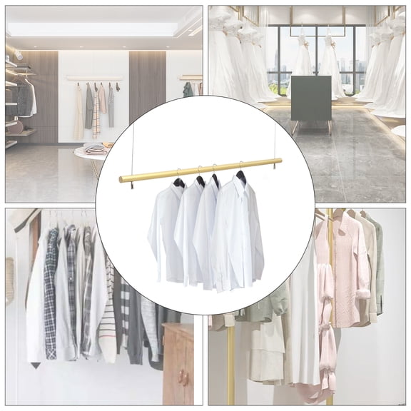 Ceiling Mounted Clothing Rack  66 lbs Capacity Gold & Silver Garment Display Rack, Height Adjustable 0-94 Hanging Rod for Retail Store, Boutique, Closet, Laundry Room