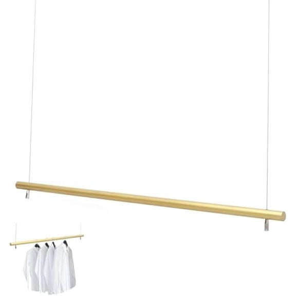 Ceiling Mounted Clothing Rack, Adjustable Height Suspension Lines Garment Hanger Heavy Duty Metal Hanging Clothes Rod Bar Retail Display Pipe Closet Storage Organizer$$Home Decor, Kitchen, & Other