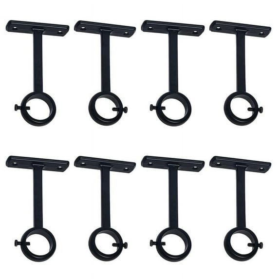 Ceiling Mounted Curtain Rod Brackets, Heavy Duty Ceiling Bracket for 1 Inch Curtain Rod Holder( 8, Black)