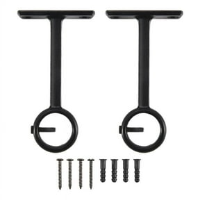 Ceiling Mounted Curtain Rod Brackets, Heavy Duty Ceiling Bracket for 1 Inch Curtain Rod Holder(Set of 2, Black)
