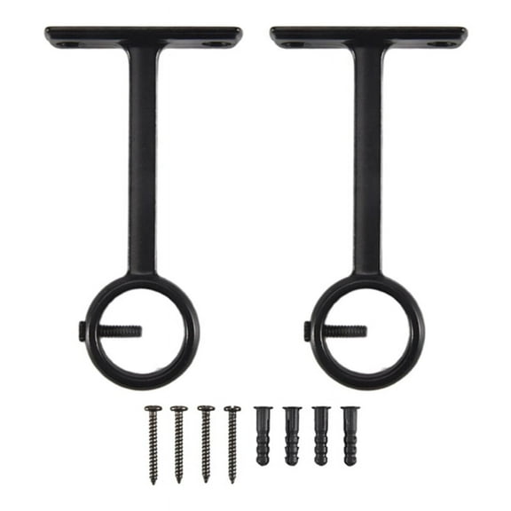 Ceiling Mounted Curtain Rod Brackets, Heavy Duty Ceiling Bracket for 1 Inch Curtain Rod Holder(Set of 2, Black)