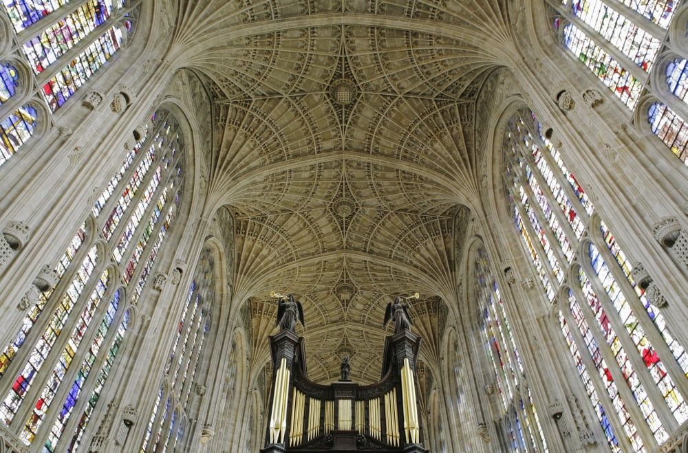 Ceiling Of Kings College Chapel Canvas Art - Mark Thomas Design Pics (19 x 12)