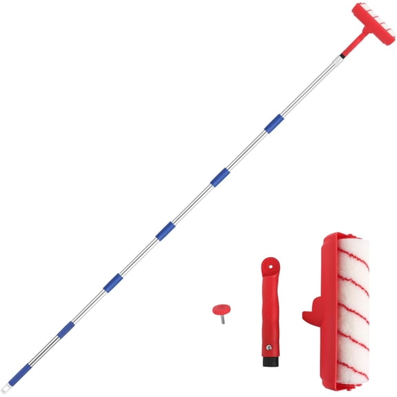 Ceiling Paint Roller No Drip Kit, 8FT Adjustable Extension Pole with Protective Shield, No-Drip Splatter-Free Paint Roller Brush, Ergonomic Rotating Head for Ceilings, Walls & Home Interior Painting