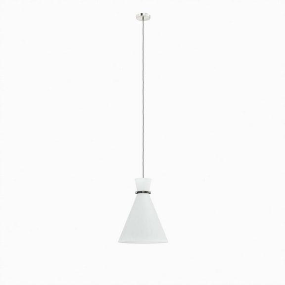 Ceiling Pendant Light Fixture, Silver White, Fabric, Kitchen Cafe Bistro Hospitality Restaurant, Modern Contemporary HB33920