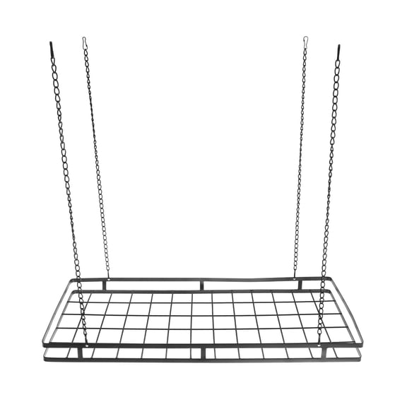Ceiling Pot Rack, Hanging Pot Rack, 80x40x5 cm, Black, 12 Hooks, 44.09 lbs Capacity, Iron & Steel, Rust-Proof, for Pots, Pans, Utensils
