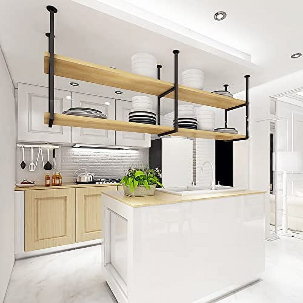 Ceiling Shelf, Floating Shelves Kitchen Storage Wine Rack, Industrial ...