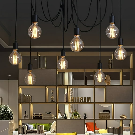 Ceiling Spider Lamp Light Pendant Lighting, Classic Adjustable DIY Lighting Chandelier Modern Chic Industrial Dining 8 Arms (Each With 51.18inch Wire)