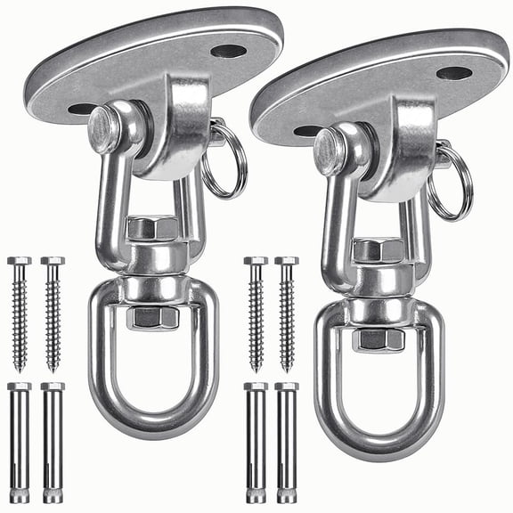 Ceiling Swing Mount Stainless Steel Hangers Free Swivel Hooks For Yoga Indoor Outdoor Set Porch Chair Punching Heavy Bag 2000 Lbs Capacity Each 2 Pack