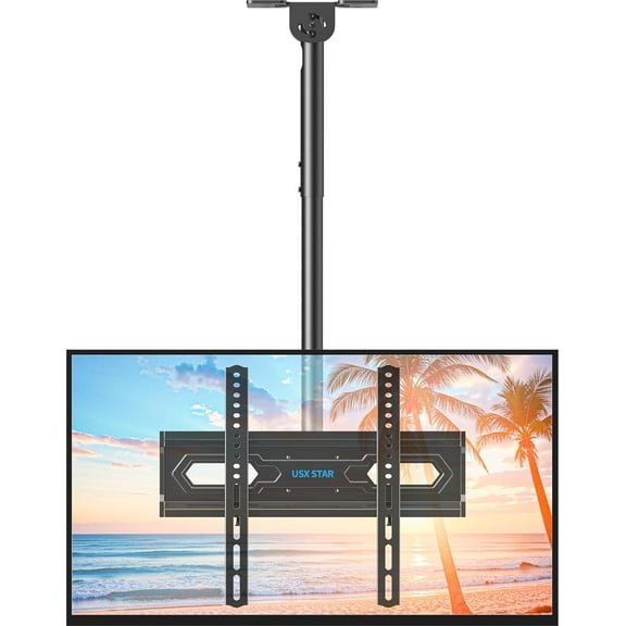 Ceiling TV Mount for 26-65 inch TVs, 360 Swivel Full Motion Ceiling Mount TV Bracket, Height Adjustable, Tilt TVs Ceilings Mounts, Supports up to 110 Lbs, Max 400x400mm