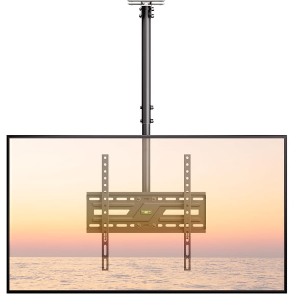 monTEK Ceiling TV Mount for 37-75 inch Flat Screen Displays, Hanging Adjustable Bracket Fits Most LCD LED OLED 4K TVs, Pole Holds up to 110lbs, Max VESA 400x400mm