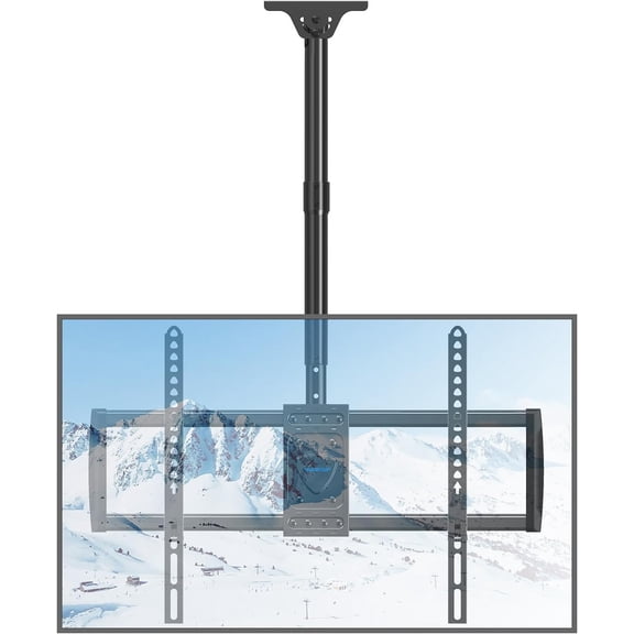 Ceiling TV Mount for 40-75 Inch Flat Curved TVs, 360 Rotation Heavy Duty Articulating Pole with 110lbs Capacity, Max VESA 600x400mm, Adjustable Height Bracket for Restaurant/Office, MU0040