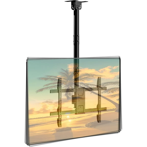 Ceiling TV Mount for 43-86 Screens, Hanging TV Bracket with Height Adjustable Pole Fits Most LCD LED OLED 4K TVs Supports up to 132lbs, Max VESA 600x400mm,Black