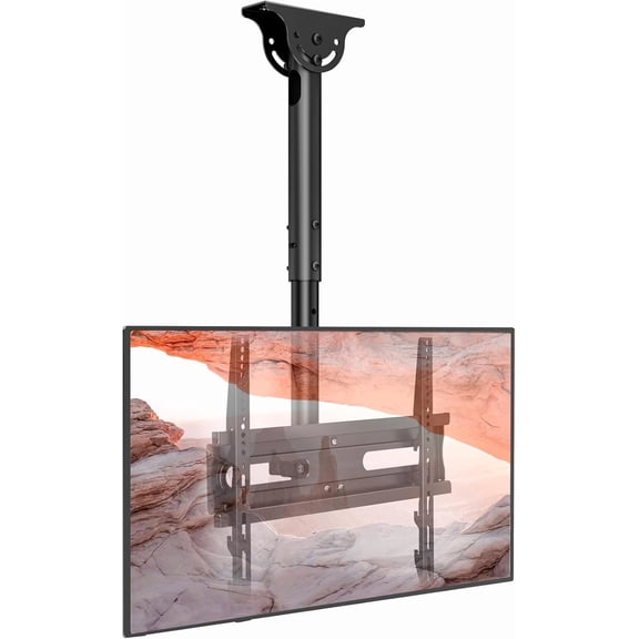 Ceiling TV Mount Adjustable Bracket for 26-65 inch LCD LED OLED 4K TVs, Pole Ceiling Mount Holds up to 110lbs,Hanging tv Mount Max VESA 400x400mm (AX11TB01), Black