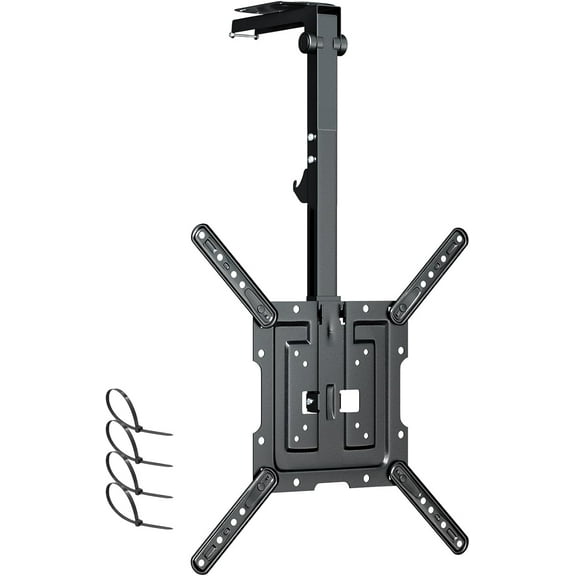 Ceiling TV-Mount Flip Down Folding - 23-55'' Manual Drop Down TV Mount, Fits Flat and Pitched Roof, Height Adjustable, Swivel, Max Load 44 lbs, Max VESA 400x400 mm, Black