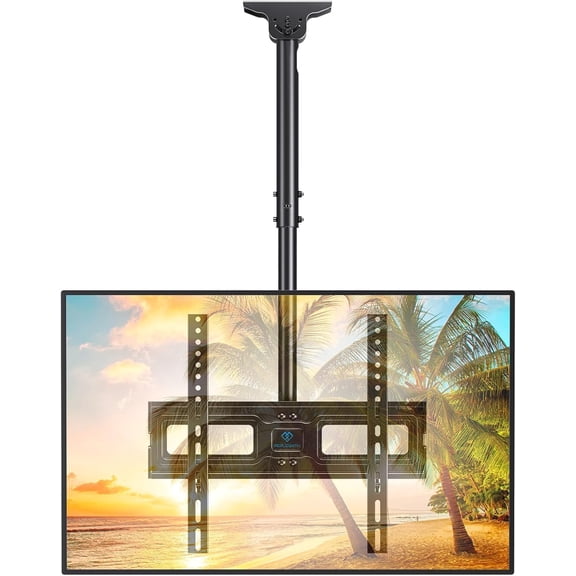 Ceiling TV Mount for 26-65 Inch Flat Screen TVs, VESA 400x400mm, Adjustable Pole Mount, 110 lb Capacity