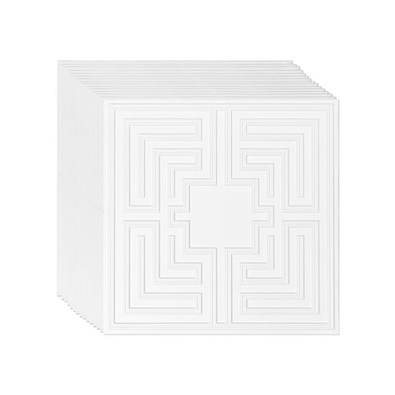 Ceiling Tiles, 12-Pack 24 x 24 in, Drop Ceiling Tiles Premium PVC Sheet, Easy Installation/ Cutting Plastic Glue-up Ceiling Tile, Ceiling Covering for Home/Office Decoration, White Echo Pattern