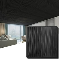 Ceiling Tiles 24 x 24 for Interior Wall Décor, 12 Pack Drop Ceiling Tile 3D Wall Panel Fire Rated Waterproof Premium PVC, No Sag and Breakage Wall Panels Cover 48.Sq.Ft. Black