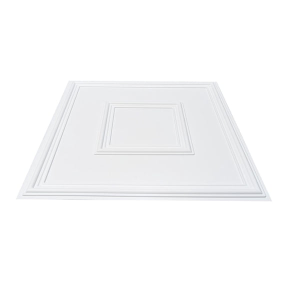 Ceiling Tiles 24x24, 12-Pack PVC Drop Ceiling Tiles - Easy Install, Waterproof, Paintable - Home/Office Decor, White Geometric