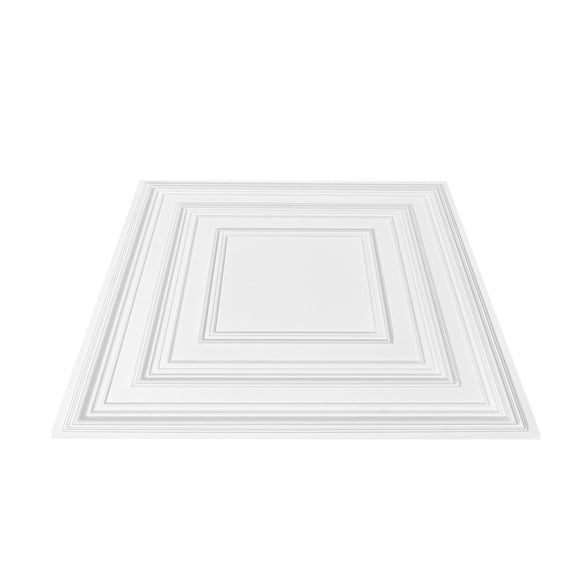 Ceiling Tiles 24x24, 12-Pack PVC Drop Ceiling Tiles, Waterproof Glue-Up Tiles, White Peg Pattern for Home/Office Decor
