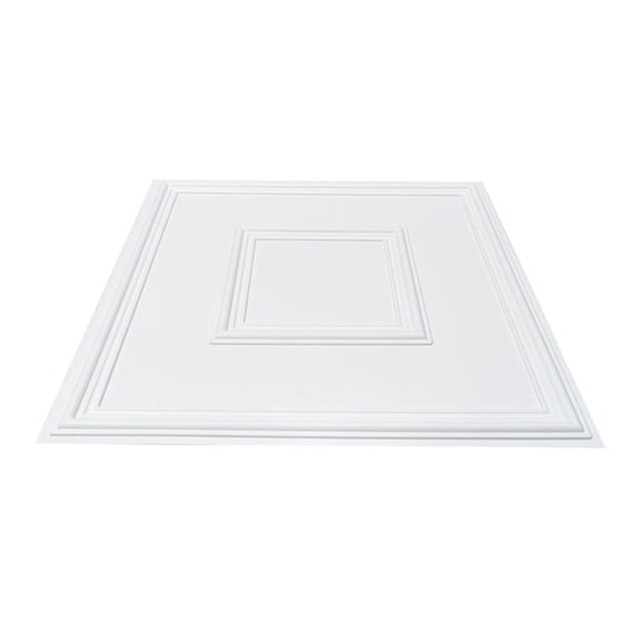 Ceiling Tiles 24x24, 12-Pack PVC Drop Ceiling Tiles, White Geometric