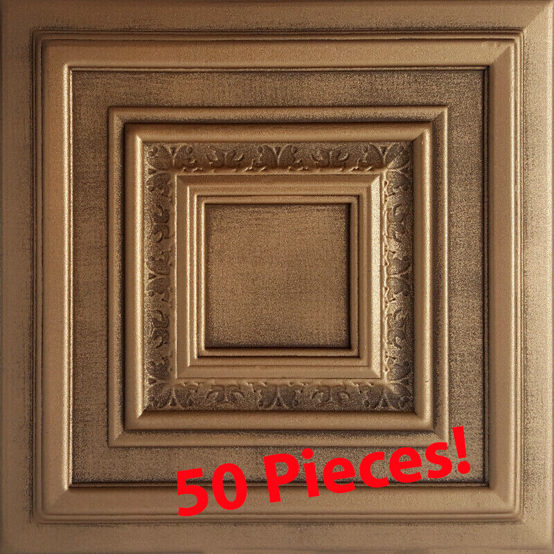 Lima Black Styrofoam Ceiling Tiles - Glue Up Decorative Tiles, 20 X 20 Inches