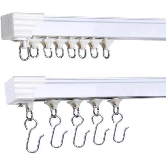 Ceiling Track for Curtains, Never Rust & Enough Rollers and Hooks & Slide Quietly Curtain Track Rail for Window