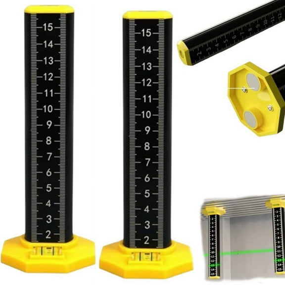 Ceiling and Floor Tile Height Ruler,Double-Sided Scale Dual Use Measuring Ruler with Magnetic Base,for Floor Tile Paving