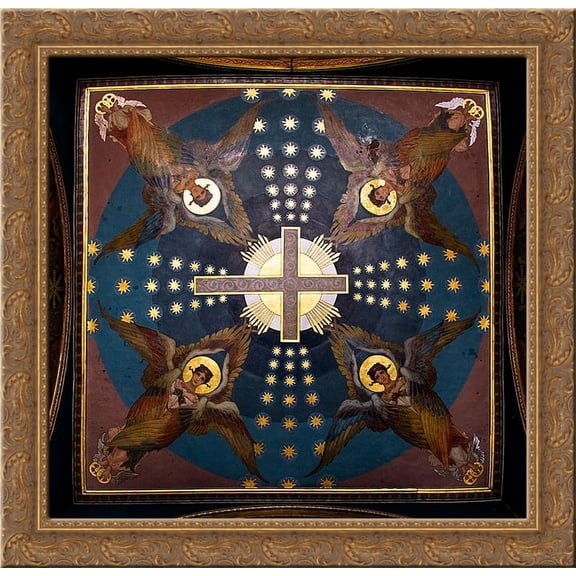 Ceiling at Kiev St. Vladimir Cathedral 20x20 Gold Ornate Wood Framed Canvas Art by Wilhelm Kotarbinski
