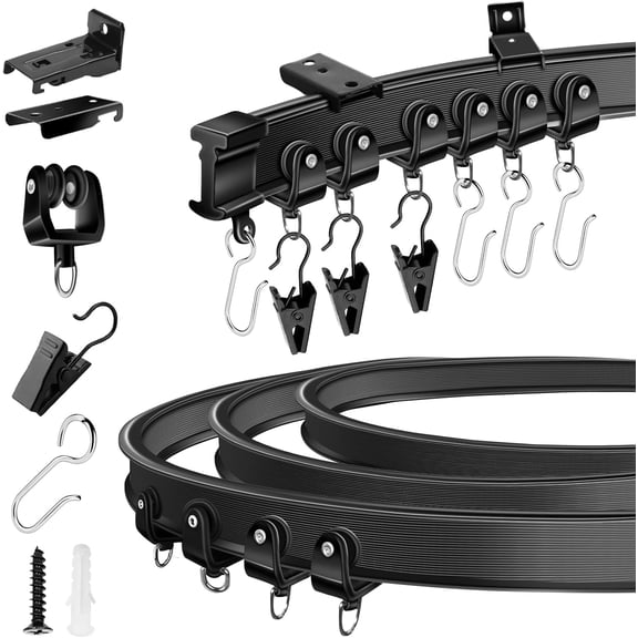 Ceiling curtain track, flexible and flexible curtain track, suitable for ceiling and wall mounting, 12-foot curved sliding curtain track system, partition curtain, ceiling track
