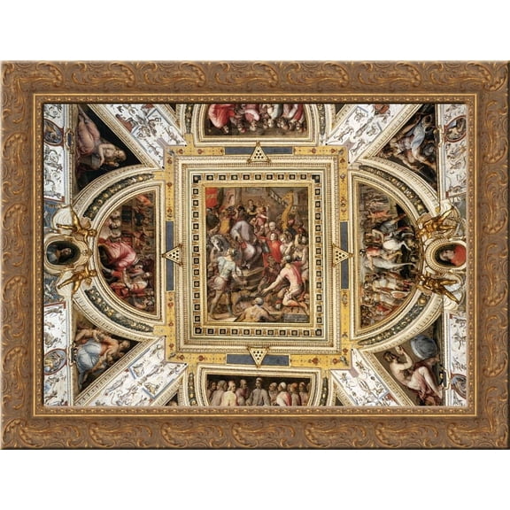 Ceiling decoration Palazzo Vecchio, Florence 24x18 Gold Ornate Wood Framed Canvas Art by Giorgio Vasari