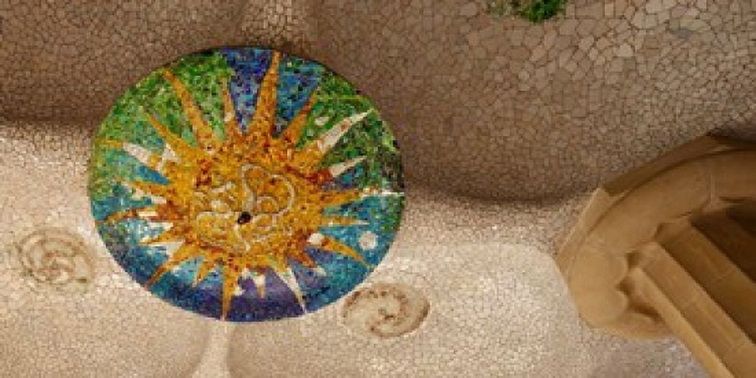 Ceiling detail of the Hall of Columns Park Guell Barcelona Catalonia Spain Canvas Art - Panoramic Images (24 x 12)
