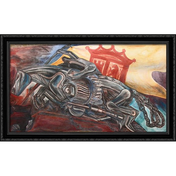 Ceiling mural of Hospicio Cabanas 40x24 Large Black Ornate Wood Framed Canvas Art by Jose Clemente Orozco