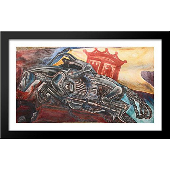 Ceiling mural of Hospicio Cabanas 40x24 Large Black Wood Framed Print Art by Jose Clemente Orozco
