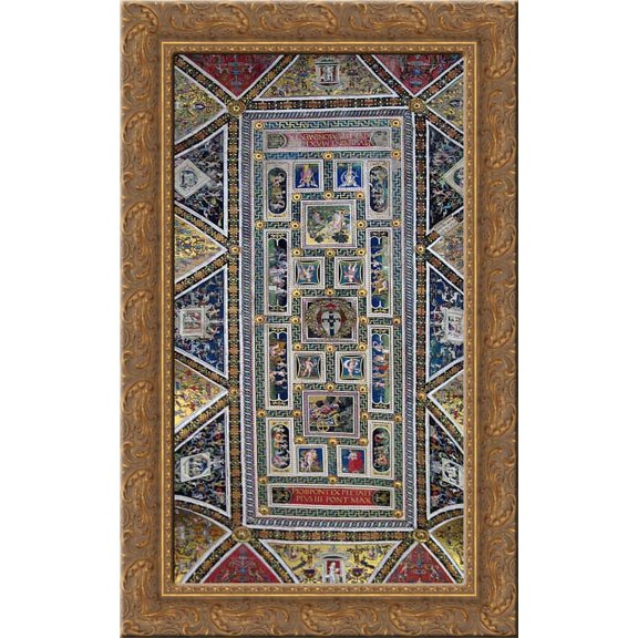 Ceiling of the Piccolomini Library in Siena Cathedral 18x24 Gold Ornate Wood Framed Canvas Art by Pinturicchio