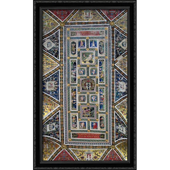 Ceiling of the Piccolomini Library in Siena Cathedral 24x40 Large Black Ornate Wood Framed Canvas Art by Pinturicchio