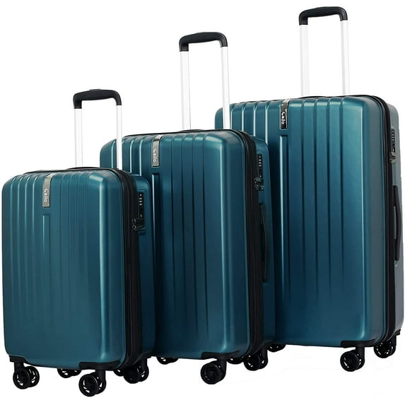 Ceilo Travel 3 Pieces ABS Luggage Sets with TSA Lock Lightweight 360°Durable Spinner Suitcase 20" 24" 28", 3PCS