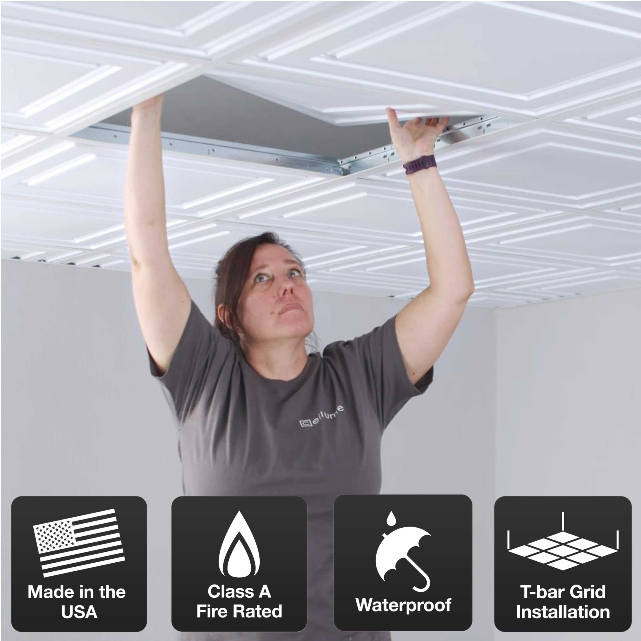 Stratford Ultra-Thin Feather-Light White Vinyl Ceiling Tiles