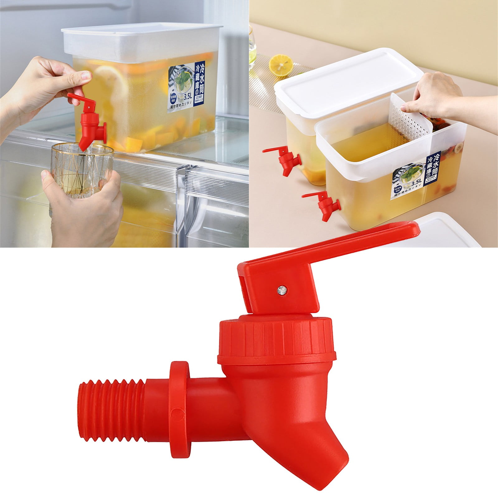 Ceimmol Replacement Cooler Faucet Water Bottle Jug Dispenser Tap Set Reusable Spigot Spout Water Beverage Lever Pour Dispenser Water Crock Tap (Red), Red