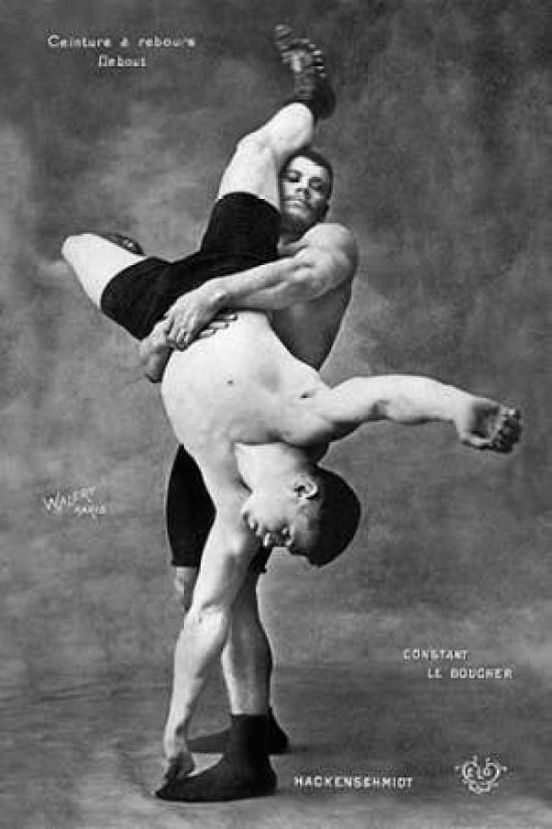 Ceinture a Rebours Debout Canvas Art - Vintage Wrestler (24 x 36)